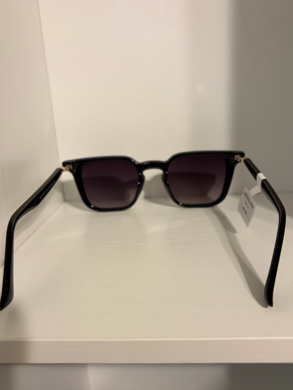 NWT Carolina Lemke Black Square Frame Sunglasses with Dark Lenses - Picture 3 of 5